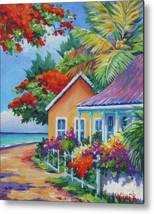 Cayman Metal Print featuring the painting A Cayman Street in Summer by John Clark