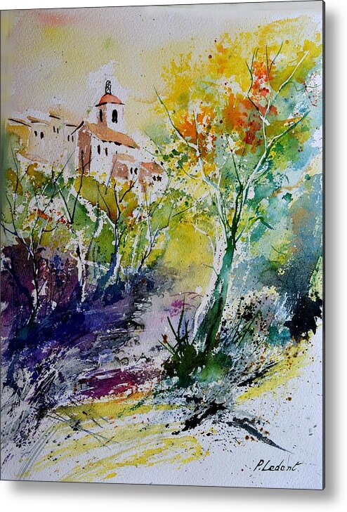 Landscape Metal Print featuring the painting A village in Provence by Pol Ledent