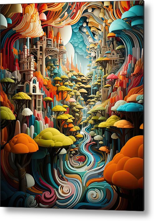 Golden Metal Print featuring the painting A World Like No Other by Tessa Evette