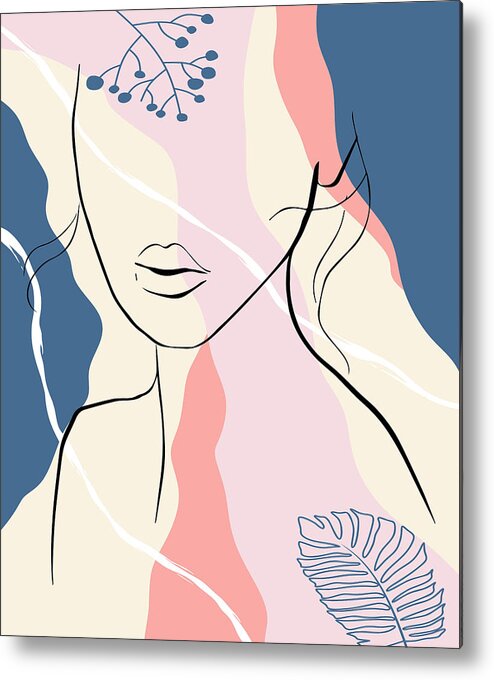 Set of 4 posters abstract female and leaves silhouettes in boho style,  Collection of paradise women #2 Acrylic Print by Mounir Khalfouf - Fine Art  America