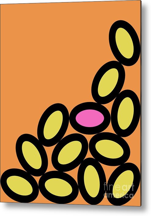 Abstract Metal Print featuring the digital art Abstract Ovals on Orange by Donna Mibus