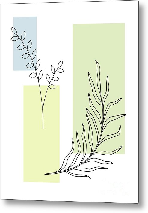 Botanical Metal Print featuring the digital art Abstract Plants Pastel 2 by Donna Mibus