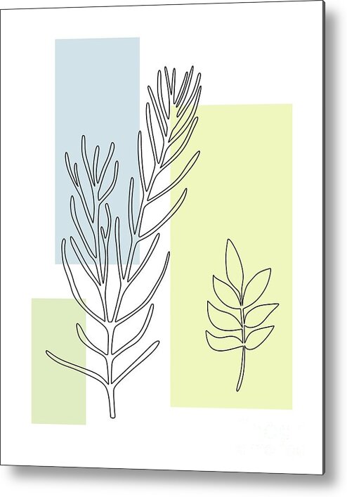 Botanical Metal Print featuring the digital art Abstract Plants Pastel 3 by Donna Mibus
