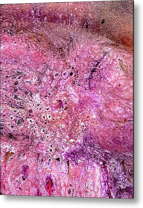 Colorful Metal Print featuring the painting Acrylic Pour III Symphony in pink by David Euler