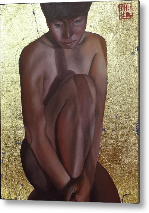 Nude Metal Print featuring the painting Afternoon Shadow by Thu Nguyen