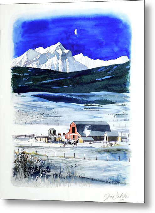 Jim Butcher Metal Print featuring the painting Alberta Farm by Jim Butcher