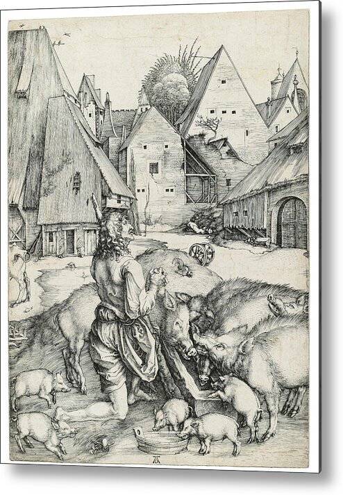 Albrecht Metal Print featuring the painting ALBRECHT DURER The Prodigal Son by MotionAge Designs