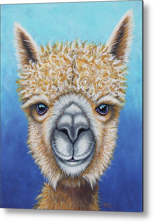 Alpaca Metal Print featuring the painting Alpaca Whimsy by Tish Wynne