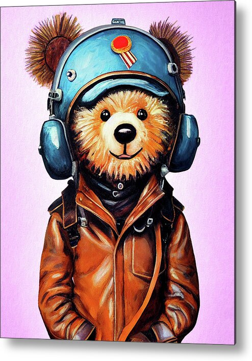 Teddy Bears Metal Print featuring the digital art Amelia Bearhart - Teddy Bear Aviator by Mark Tisdale