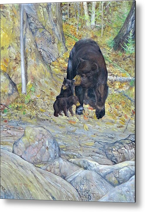 American Black Bear Metal Print featuring the painting American Black Bear with Cubs by Barry Kent MacKay