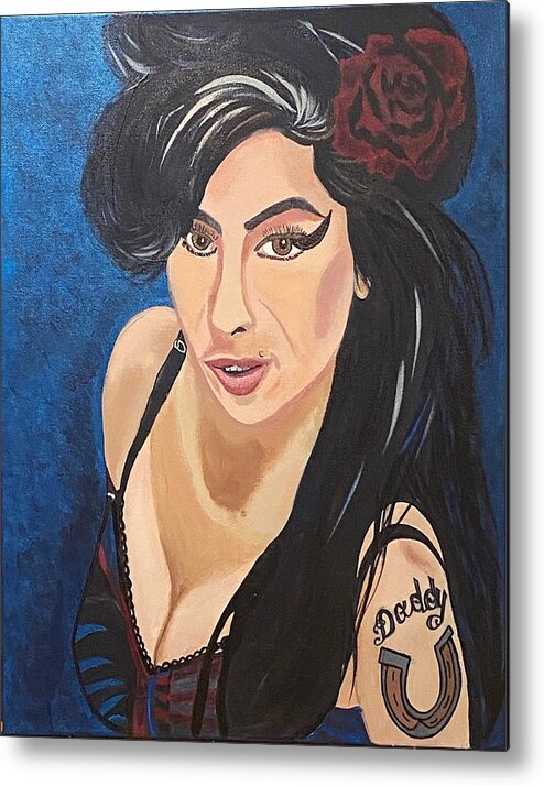  Metal Print featuring the painting Amy Winehouse-Lioness by Bill Manson