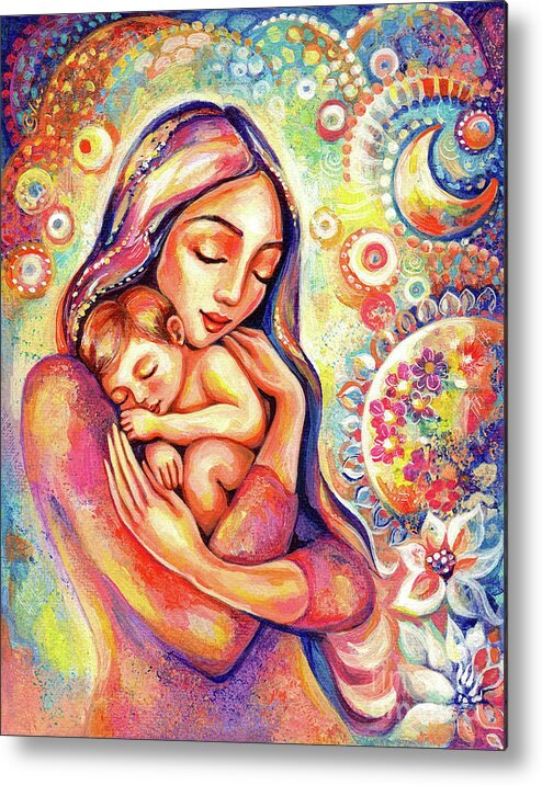 Mother And Child Metal Print featuring the painting Angel Dream by Eva Campbell