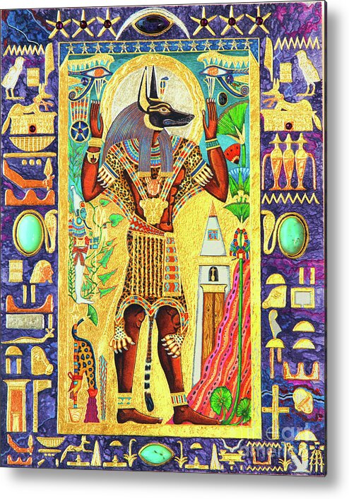 Anpu Metal Print featuring the mixed media Anpu Lord of the Sacred Land by Ptahmassu Nofra-Uaa