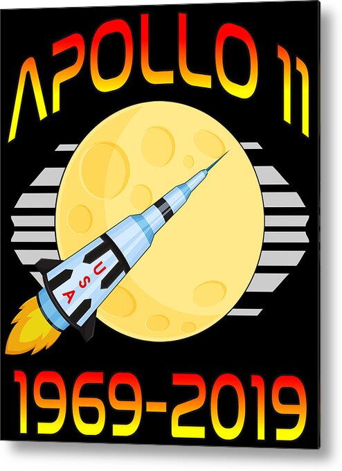 Space Metal Print featuring the digital art Apollo 11 50th Anniversary Retro Moon Landing by Flippin Sweet Gear