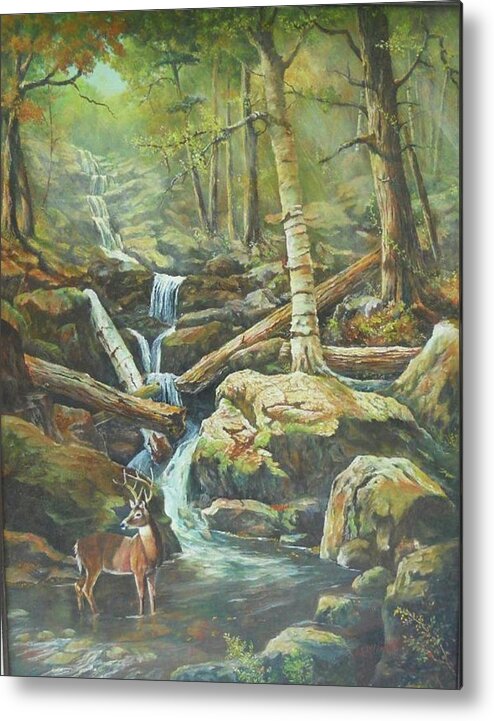 Waterfalls Metal Print featuring the painting Applachia by ML McCormick