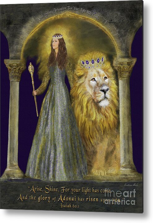 Lion Metal Print featuring the digital art Arise Shine Isaiah 60 by Constance Woods