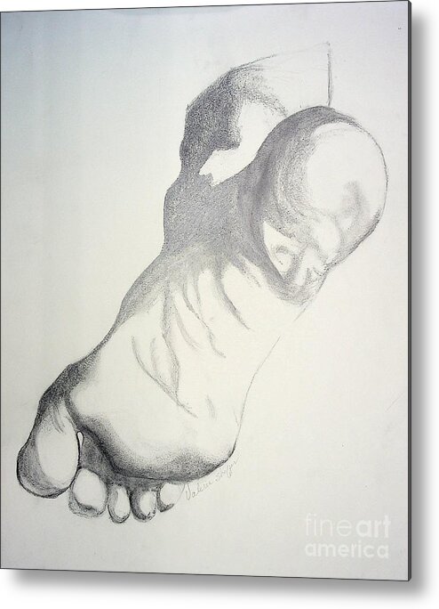 Foot Metal Print featuring the drawing Art has sole by Valerie Shaffer