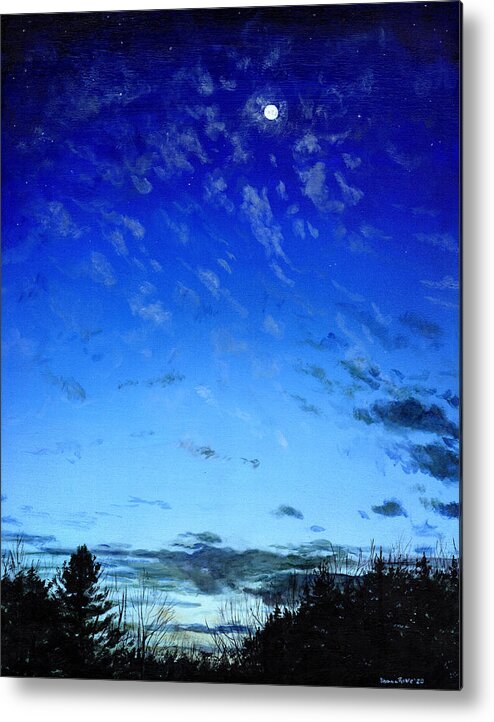 Landscape Metal Print featuring the painting As Evening Falls by Shana Rowe Jackson