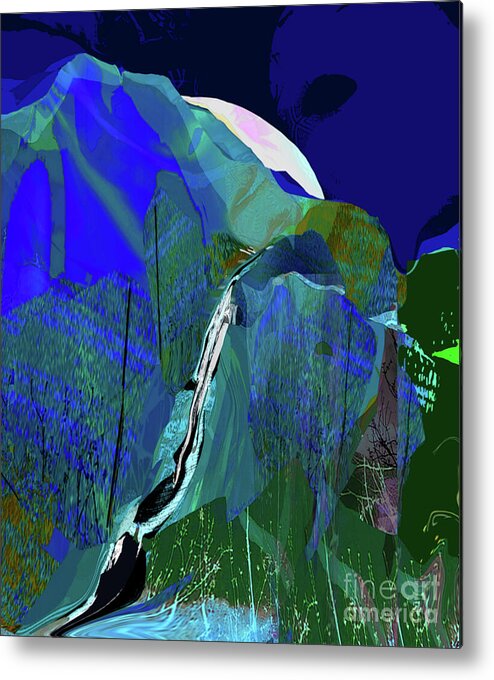 Asheville Metal Print featuring the mixed media Asheville- Blue Ridge Mountain Moon Rise by Zsanan Studio