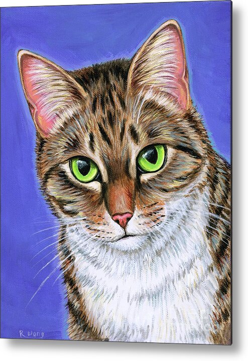 Cat Metal Print featuring the painting Aspen the Brown Tabby Cat by Rebecca Wang