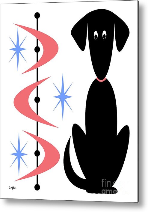 Mid Century Dog Metal Print featuring the digital art Atomic Dog with Pink Boomerangs by Donna Mibus