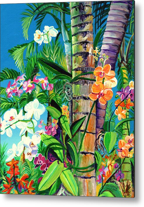 Orchid Metal Print featuring the painting Baby Beach Orchids by Marionette Taboniar