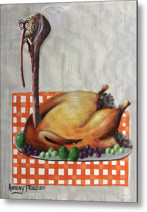  Baked Turkey Metal Print featuring the painting Baked Turkey by Anthony Falbo