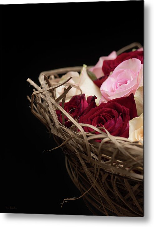 Roses Metal Print featuring the photograph Basket of Roses by Wim Lanclus