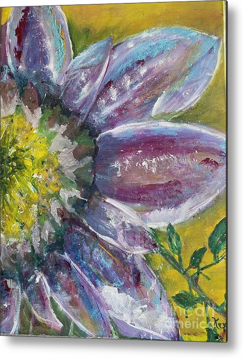 Flower Different Colorful Bloom Yellow Metal Print featuring the painting Beautifully Different by Kathy Bee