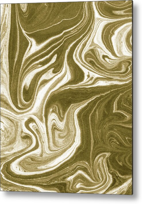 Beige Metal Print featuring the painting Beige Brown Agate And Marble Watercolor Stone Collection VI by Irina Sztukowski