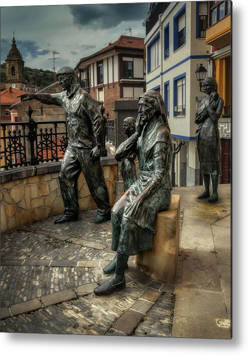 Statues Metal Print featuring the photograph Bermeo statues by Micah Offman