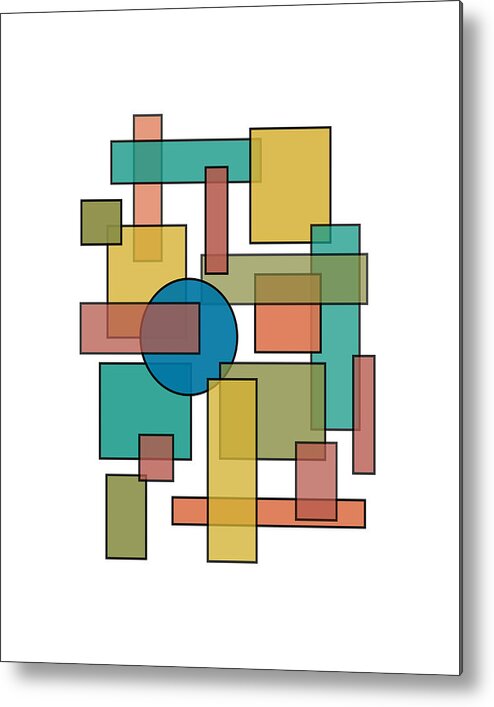 Mid Century Metal Print featuring the digital art Mid Century Modern Blocks, Rectangles and Circles by DB Artist