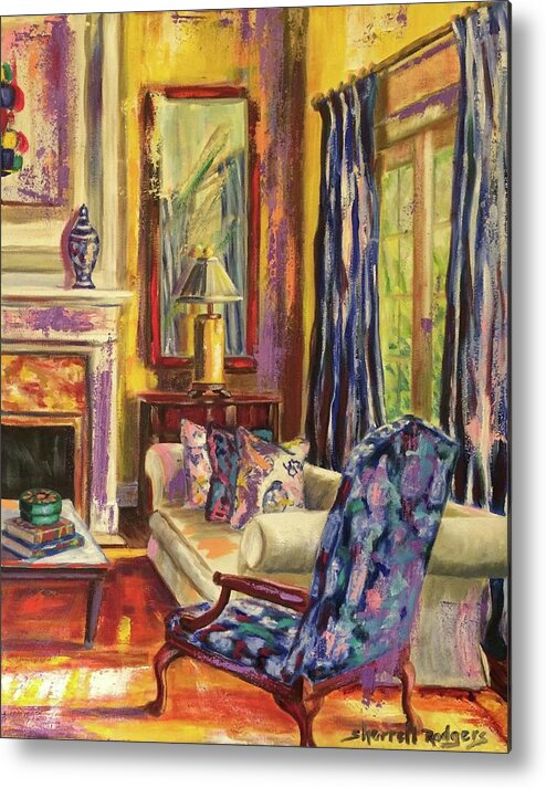 Interior Design Metal Print featuring the painting Blue Chair II by Sherrell Rodgers