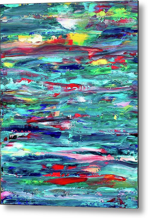Abstract Metal Print featuring the painting Blue Horizon by Teresa Moerer