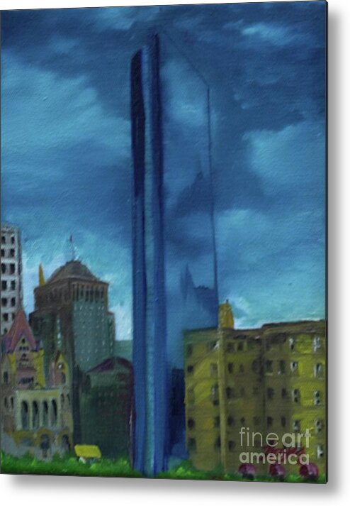 John Hancock Metal Print featuring the painting Blue Reflections by Barbara Hayes