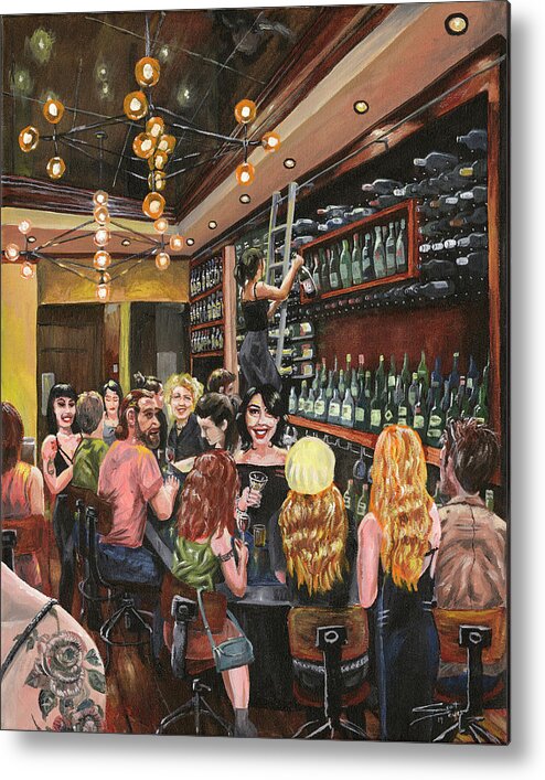 Bar Metal Print featuring the painting Bodega Happy Hour by Scott Dewis