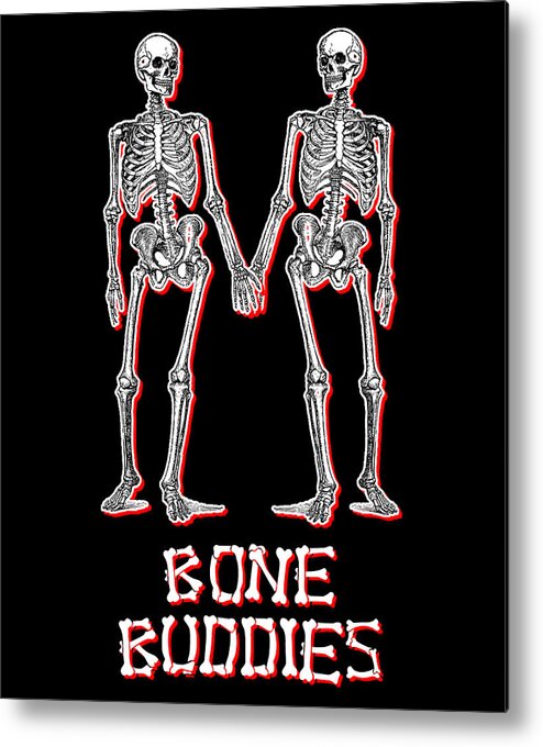 Halloween Metal Print featuring the digital art Bone Buddies Funny Skeleton by Flippin Sweet Gear