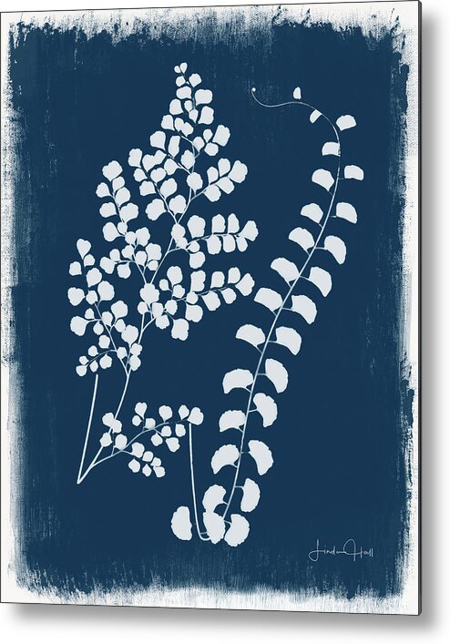 Digital Metal Print featuring the digital art Botanical Cyanotype Series No. Two by Linda Lee Hall