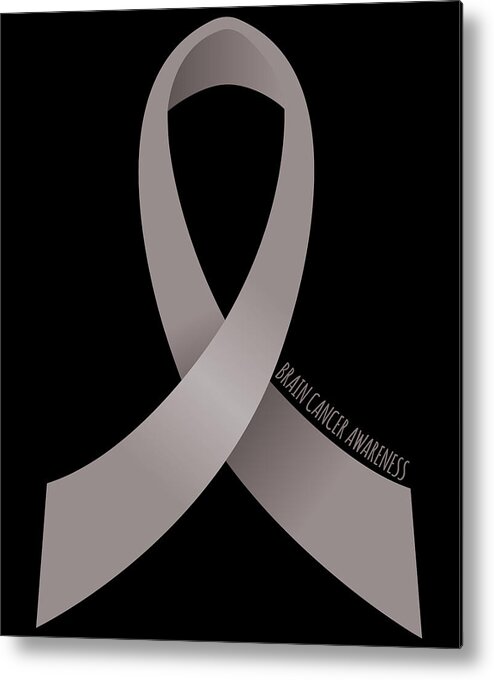 Awareness Metal Print featuring the digital art Brain Cancer Awareness Ribbon by Flippin Sweet Gear
