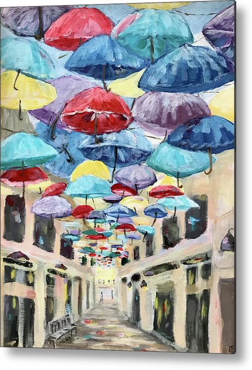 Parasols Metal Print featuring the painting Brolly Passage by Deborah Smith