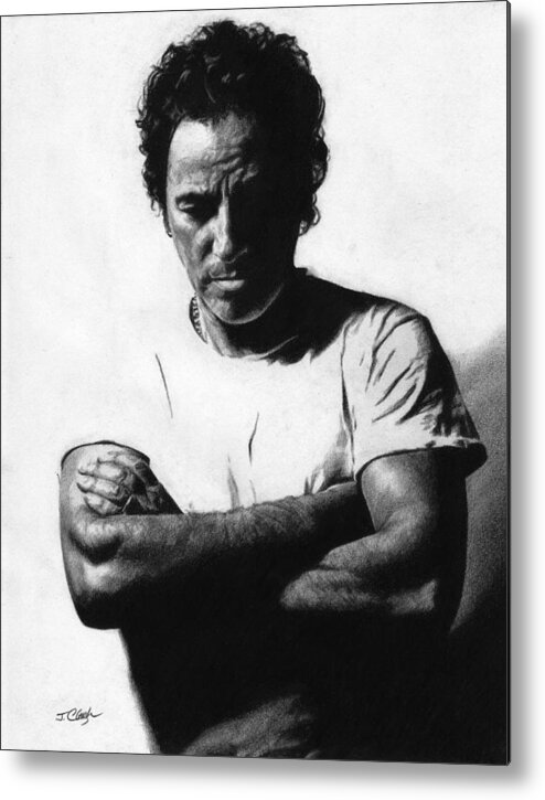 Bruce Springsteen Metal Print featuring the drawing Bruce Springsteen by Justin Clark