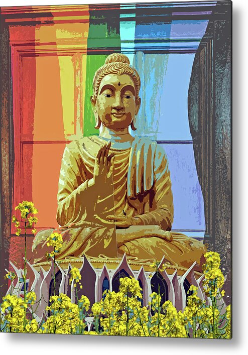 Collage Metal Print featuring the digital art Buddha by John Vincent Palozzi