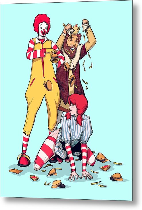 Mcdonalds Metal Print featuring the drawing Burgers and Fries by Ludwig Van Bacon