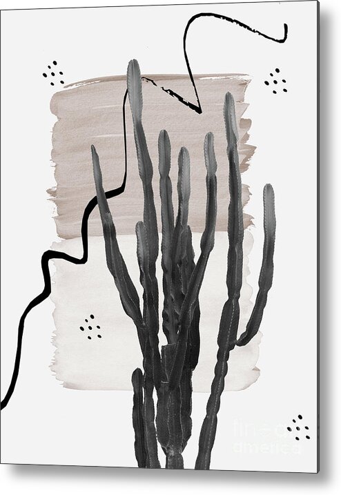 Collage Metal Print featuring the mixed media Cactus Abstract - Naturelle #1 #minimal #wall #decor #art by Anitas and Bellas Art