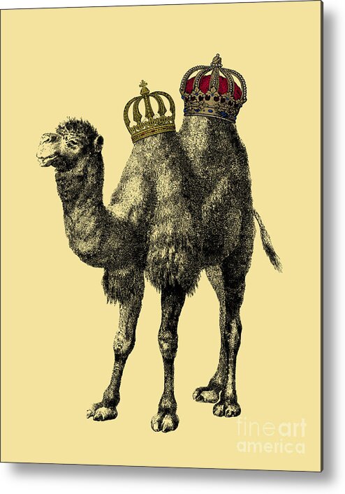 Camel Metal Print featuring the mixed media Camel with crowns by Madame Memento
