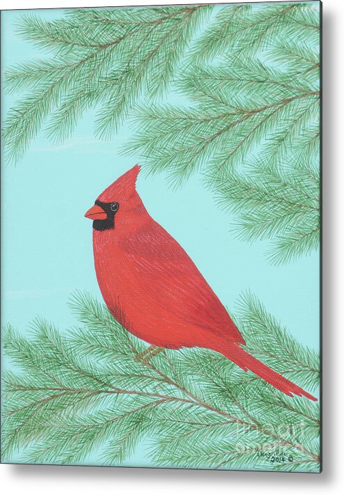 Wildlife Metal Print featuring the painting Cardinal 1 by Doug Miller