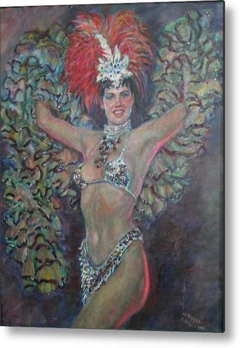 Show Girl Metal Print featuring the painting Carnival Woman by Veronica Cassell vaz