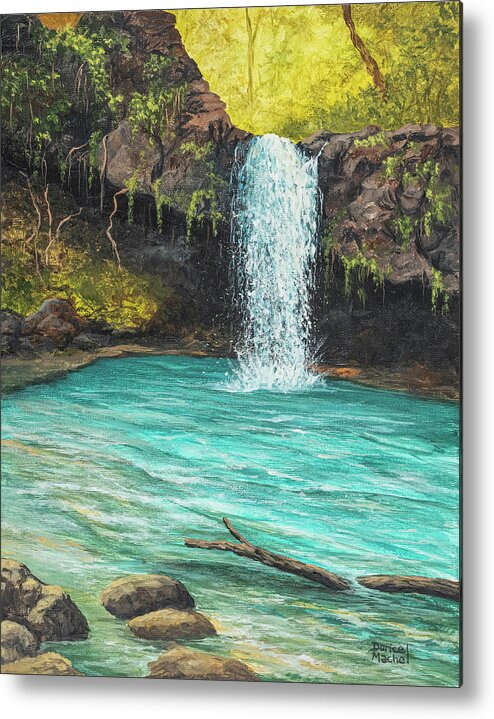 Caveman Falls Metal Print featuring the painting Caveman Falls by Darice Machel McGuire