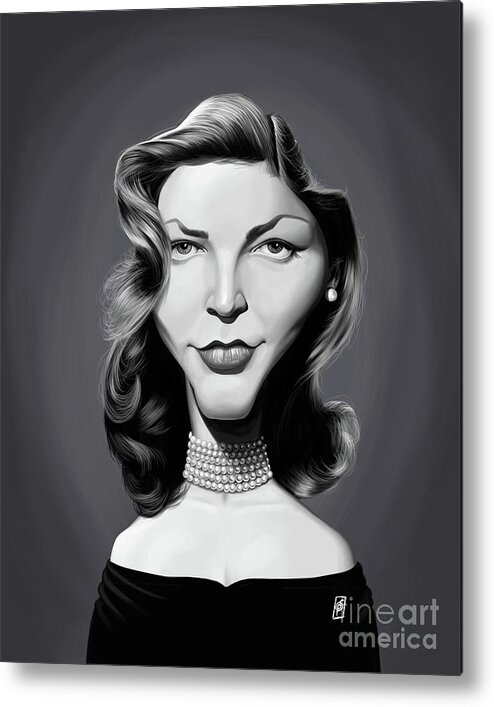 Illustration Metal Print featuring the digital art Celebrity Sunday - Lauren Bacall by Rob Snow