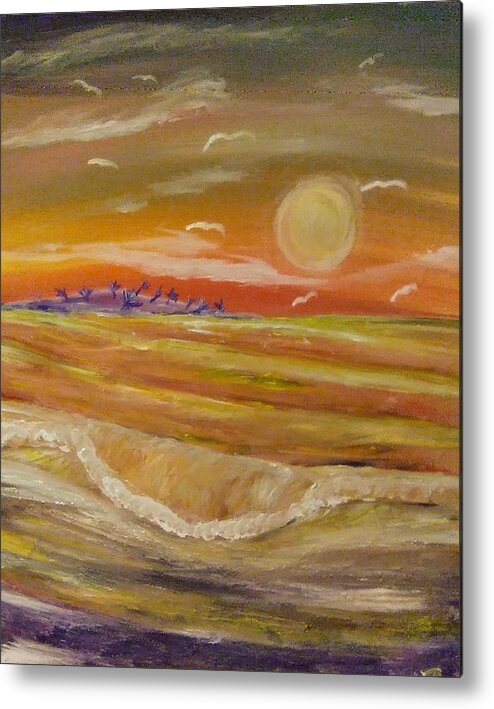 Sunset Metal Print featuring the painting Celestial Beach by Andrew Blitman